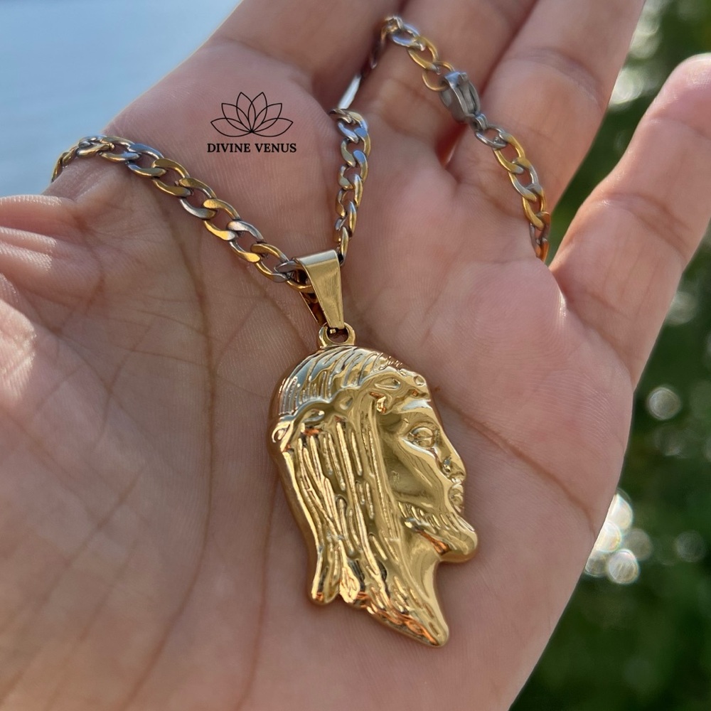 Jesus Christ Pendant Necklace | Dual Color Stainless Steel Necklace | Messiah 🫶🏼